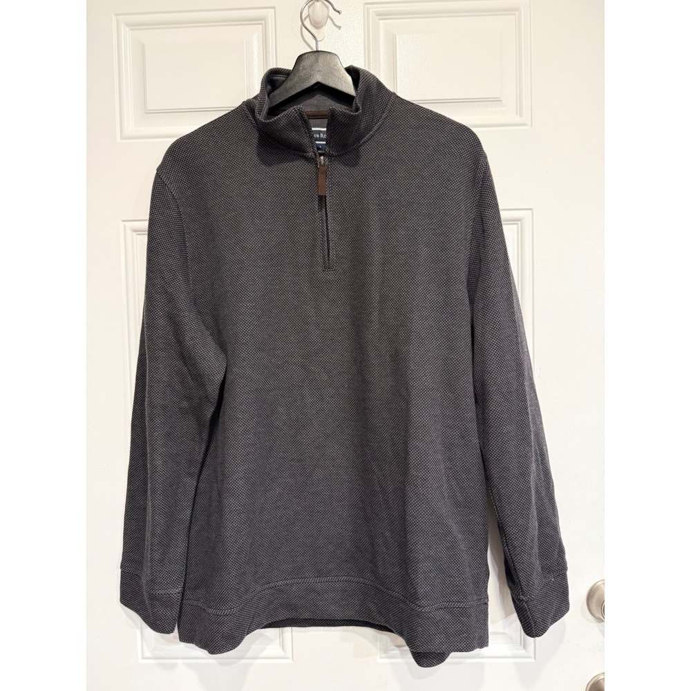 Club Room Mens Large Gray Textured Quarter Zip Pullover‎ Sweater Mock Neck L